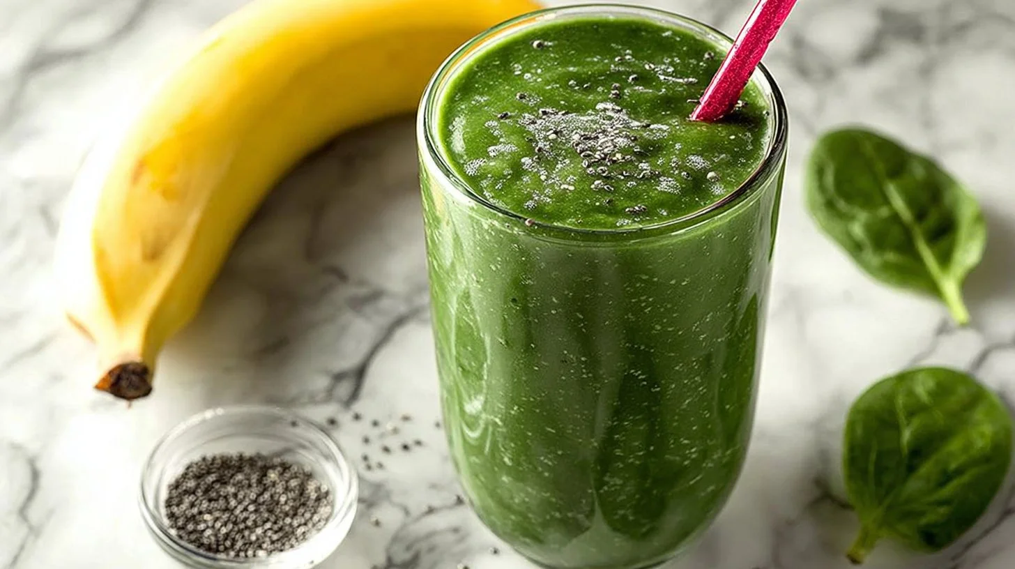 Healthy detox smoothie for weight loss in a vibrant glass with fresh ingredients.