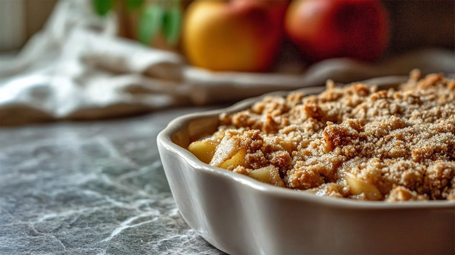 Delicious Apple Crisp without oats served in a bowl