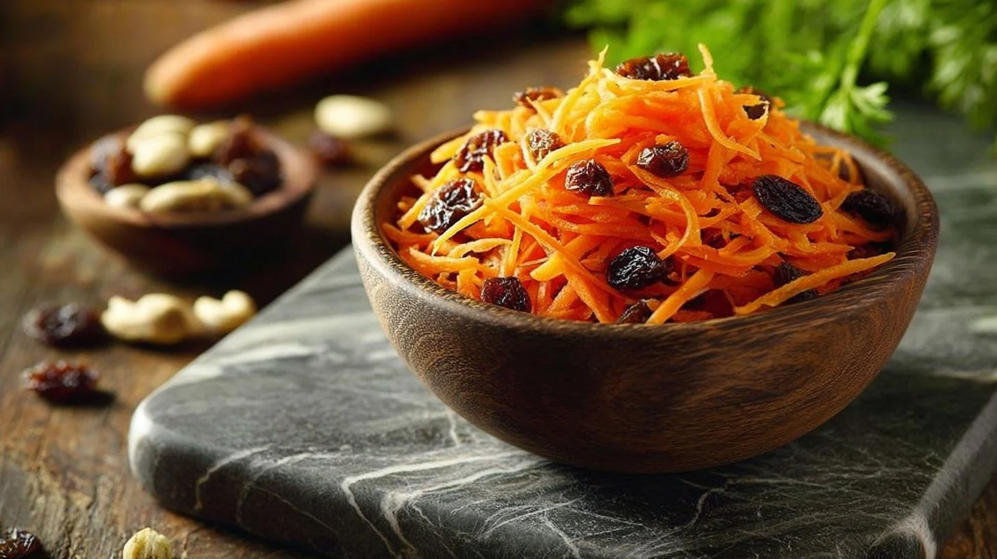 Colorful Carrot Raisin Salad with fresh carrots and plump raisins