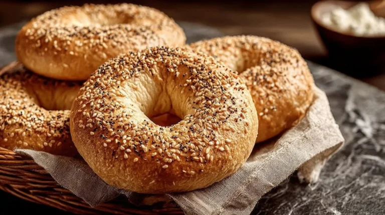 Cottage cheese gluten-free bagel with toppings on a wooden table
