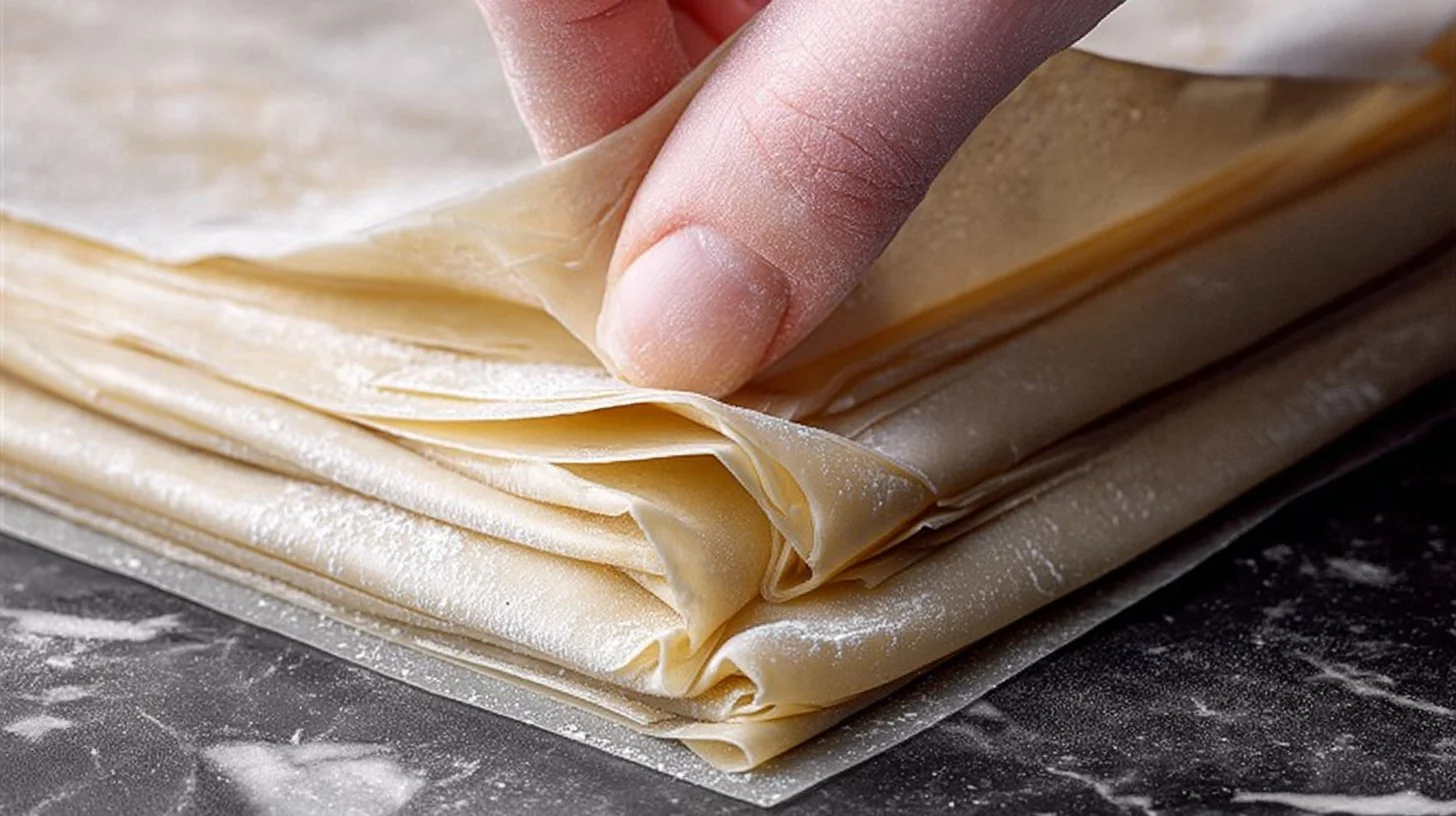 Gluten free filo sheets ready for baking and delicious recipes