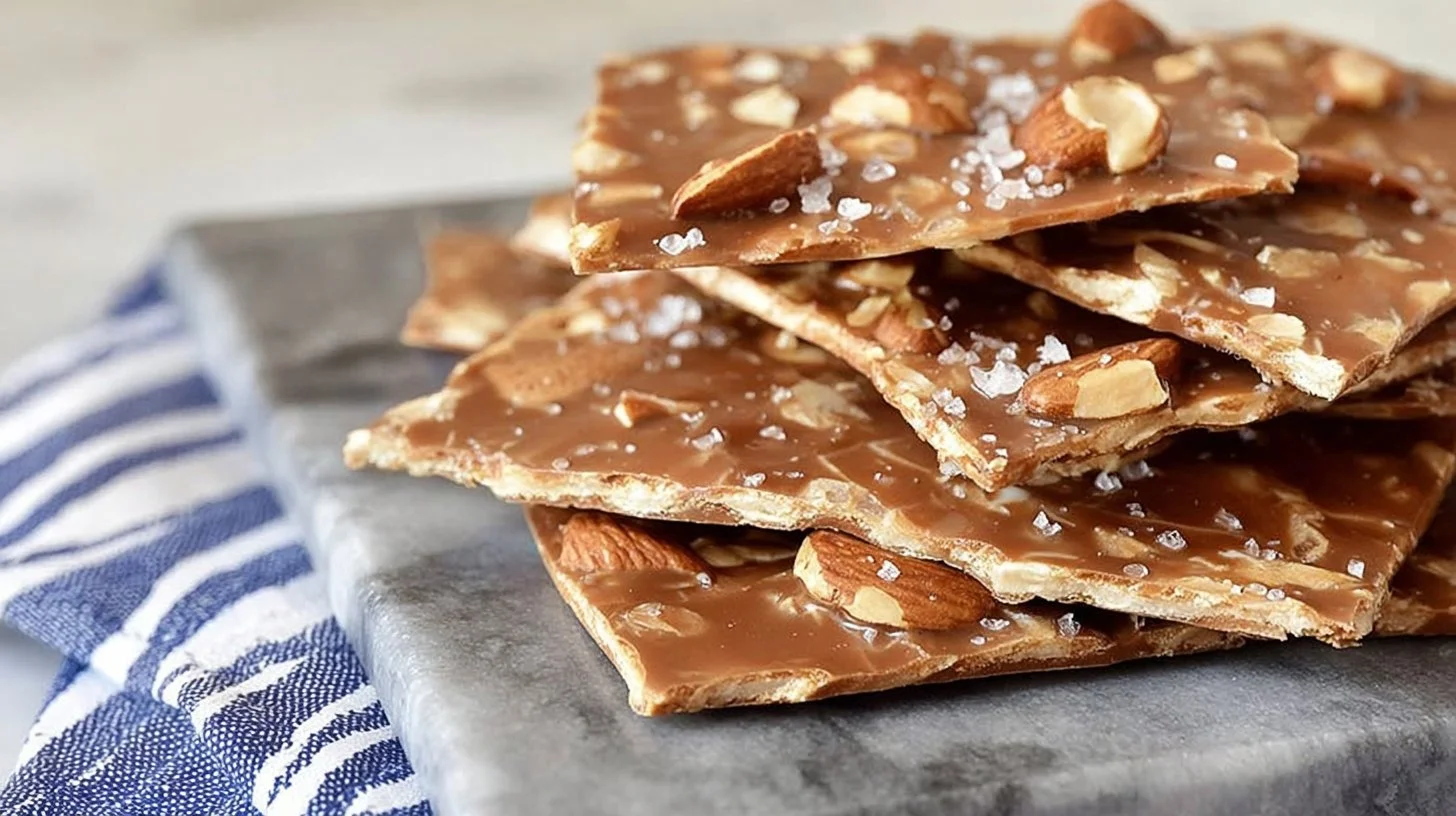 Delicious matzo crack recipe with caramel and chocolate layers.