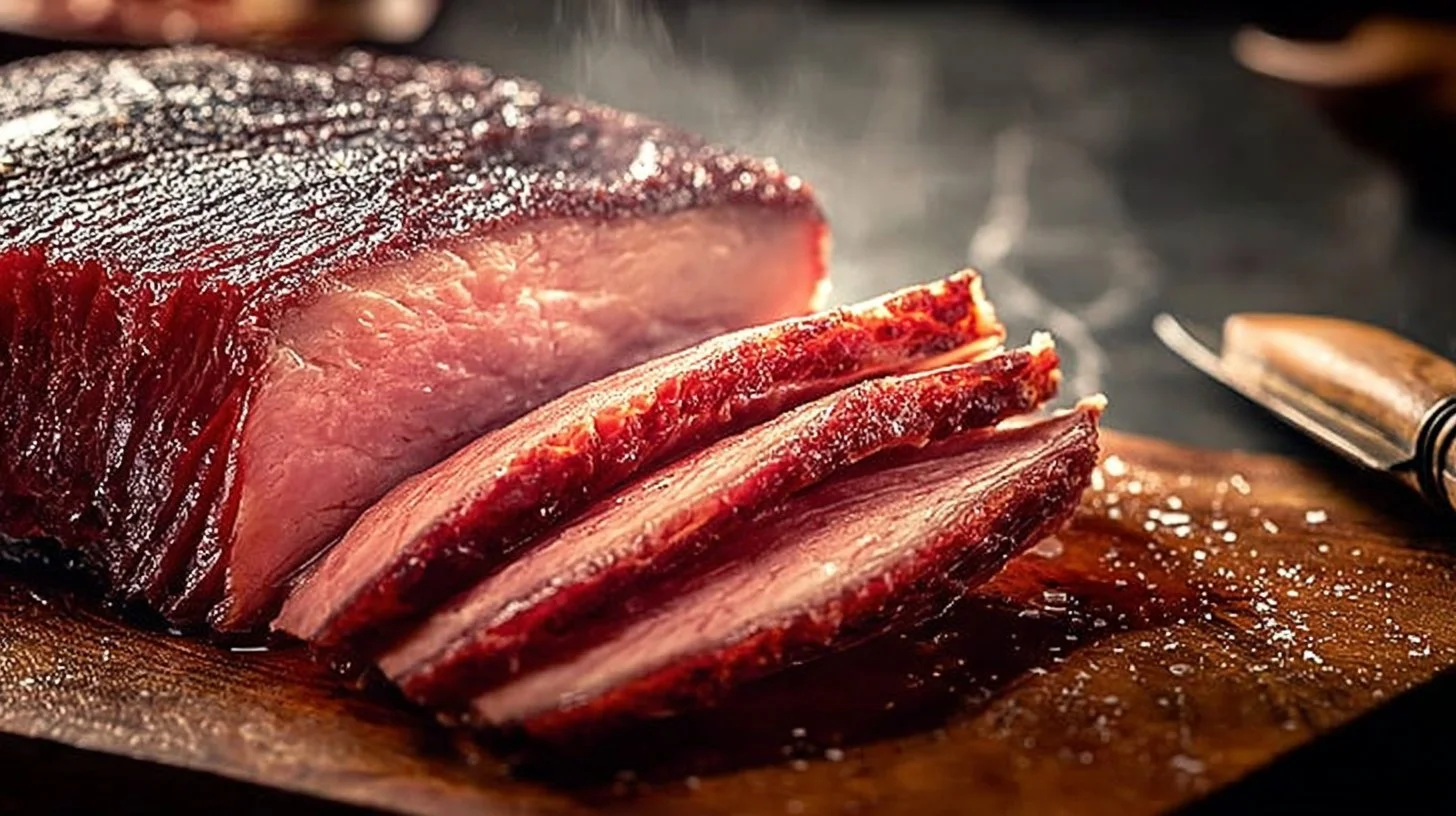 Delicious salt beef sous vide recipe card for home cooking.