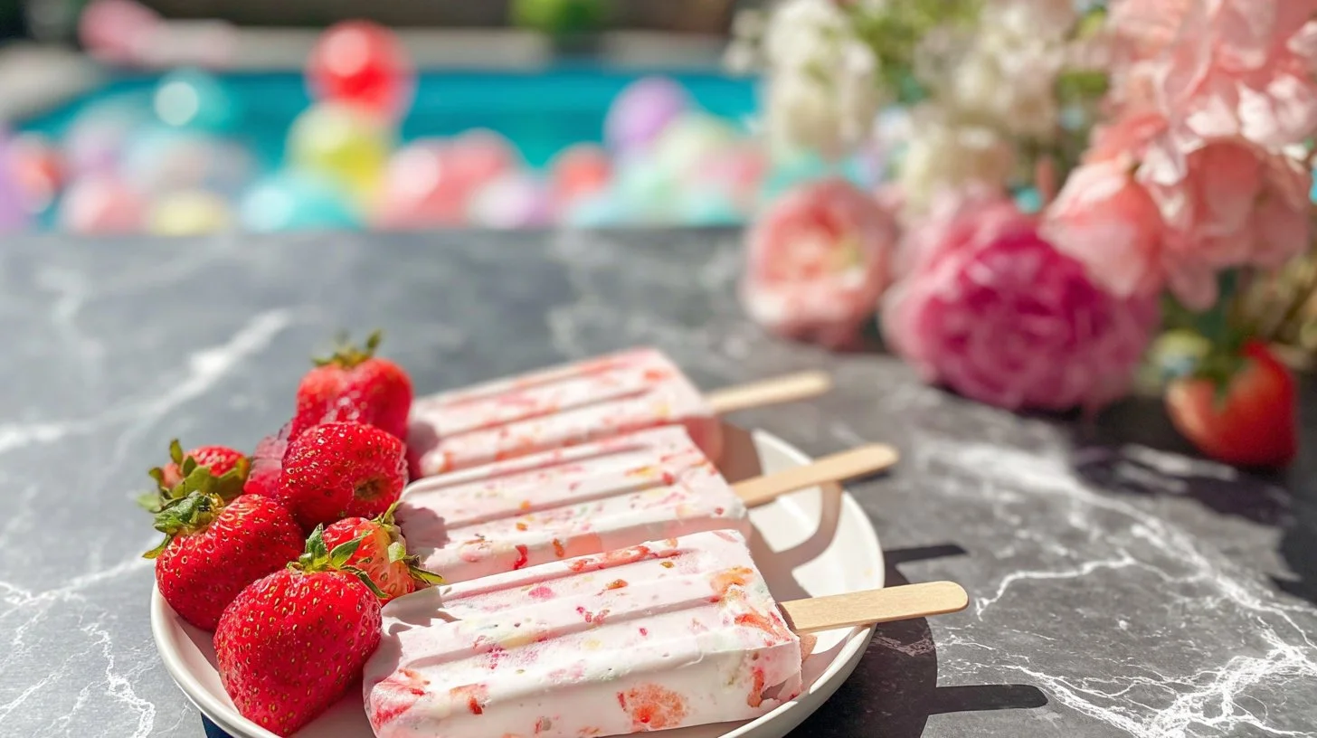 Delicious strawberry shortcake ice cream with fresh strawberries and whipped cream