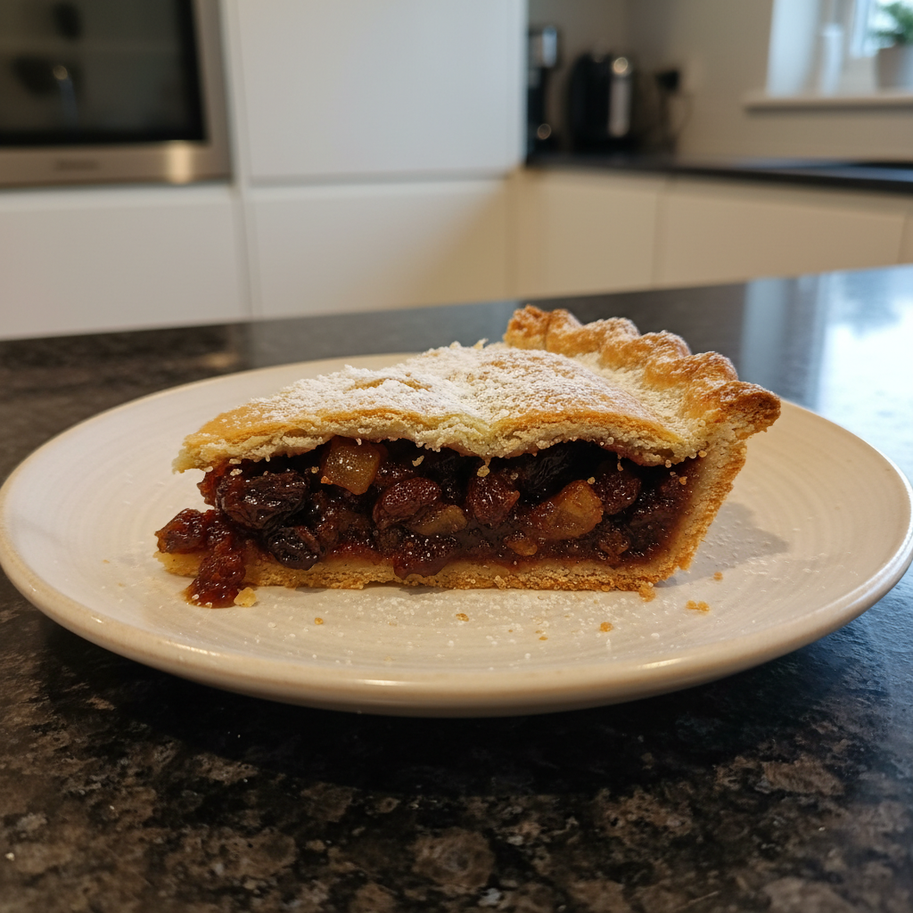 A beautifully baked christmas mince pie recipe with golden, flaky pastry, dusted with icing sugar.