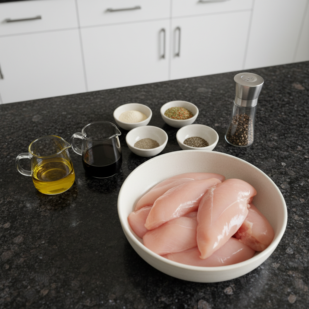Fresh ingredients laid out for making delicious baked chicken tenders.