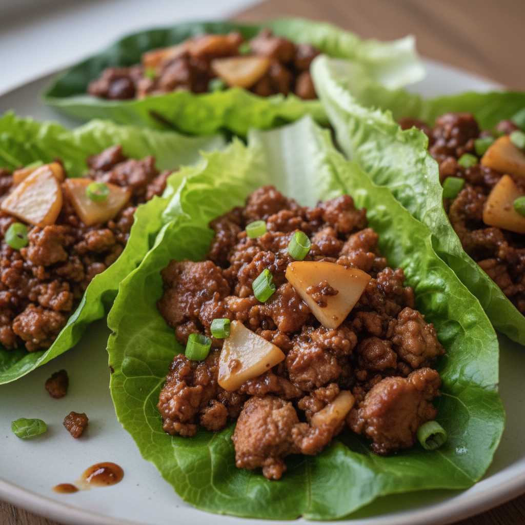 A vibrant platter of freshly prepared PF Chang’s Lettuce Wraps, ready to be enjoyed as a delicious appetizer.